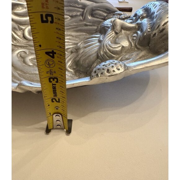 Vintage Large Silver Pewter Santa Claus Serving Bowl Sheridan Import 15 X 11 - Picture 9 of 10